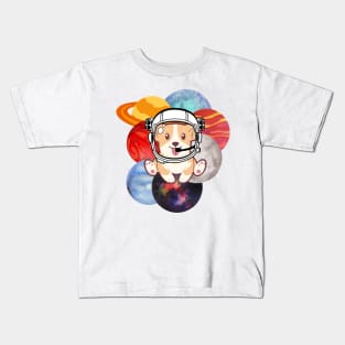 Space Corgi & Planets - The Cool Astronaut Puppy! Kids T-Shirt